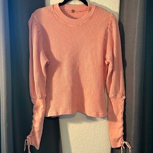FREE PEOPLE!! Pink Thermal top! Size Large